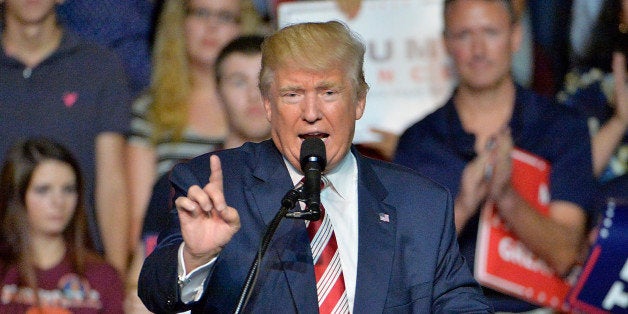 ROANOKE, VA - SEPTEMBER 24: Republican presidential nominee Donald Trump speaks at a campaign event at the Berglund Center on