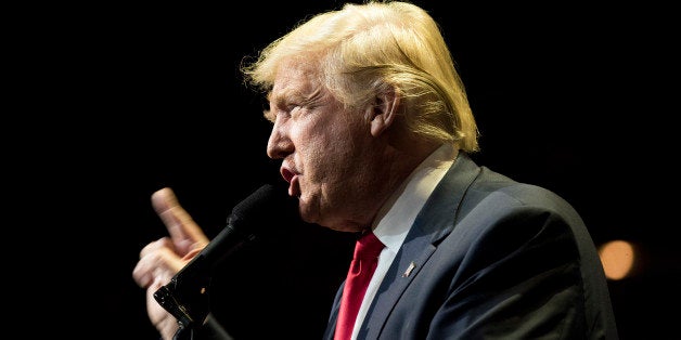CINCINNATI, OH - OCTOBER 13: Donald Trump speaks to a crowd of attendees at U.S. Bank Arena on October 13, 2016 in Cincinnati