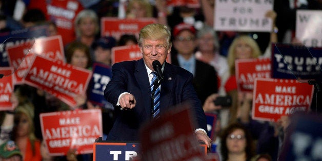 Republican presidential candidate Donald Trump speaks at a campaign rally at the Charlotte Convention Center in Charlotte, N.C., on Friday, Oct. 14, 2016. (David T. Foster III/Charlotte Observer/TNS via Getty Images)