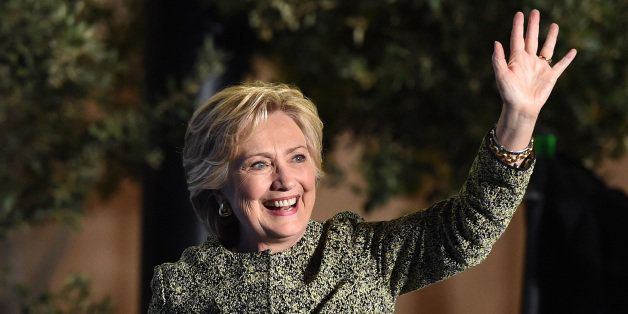 LAS VEGAS, NV - OCTOBER 12: Democratic presidential nominee Hillary Clinton waves after speaking at a campaign rally at The Smith Center for the Performing Arts on October 12, 2016 in Las Vegas, Nevada. Clinton, who will return to Las Vegas for the final presidential debate on October 19, continues to campaign against her Republican opponent Donald Trump with less than one month to go before Election Day. (Photo by Ethan Miller/Getty Images)