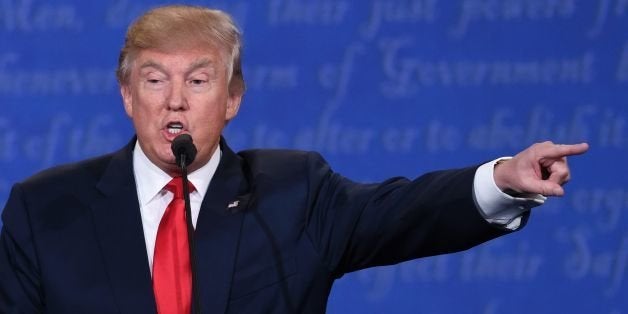 US Republican presidential candidate Donald Trump speaks during the final presidential debate at the Thomas & Mack Center on