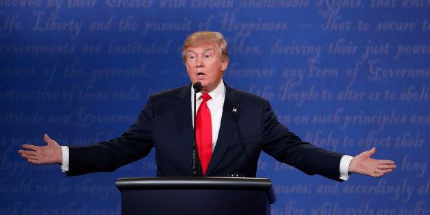 Republican U.S. presidential nominee Donald Trump speaks during the third and final debate with Democratic nominee Hillary Clinton (not pictured) at UNLV in Las Vegas, Nevada, U.S., October 19, 2016. REUTERS/Rick Wilking 
