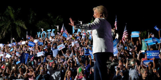 U.S. Democratic presidential nominee Hillary Clinton takes the stage at a campaign rally in Ft. Lauderdale, Florida, U.S. Nov