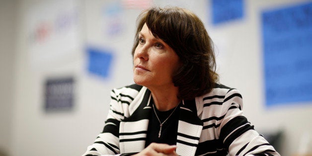 In this April 27, 2016, photo, Jacky Rosen, Democratic candidate for Nevada's third congressional district, speaks with the A