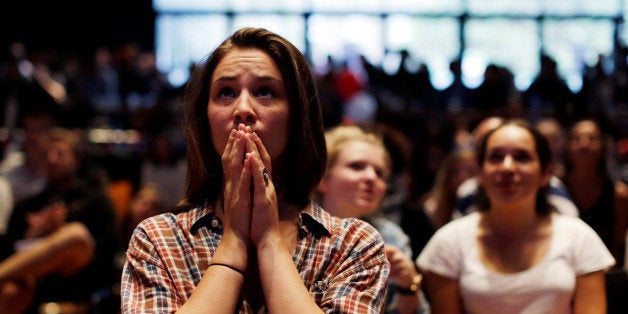 A supporter of Democratic U.S. Presidential candidate Hillary Clinton reacts as Australians watch the results of the U.S. Presidential election at the University of Sydney, Australia, November 9, 2016. REUTERS/Jason Reed