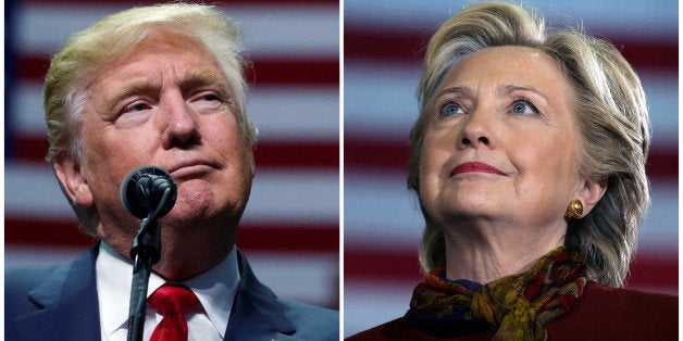 U.S. presidential candidates Donald Trump and Hillary Clinton attend campaign events in Hershey, Pennsylvania, November 4, 20