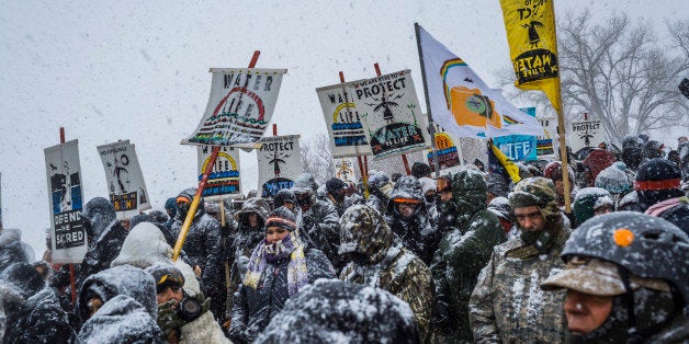 OCETI SAKOWIN CAMP, CANNONBALL, NORTHDAKOTA, UNITED STATES - 2016/12/05: Winter has arrived in Standing Rock at the Oceti Sak