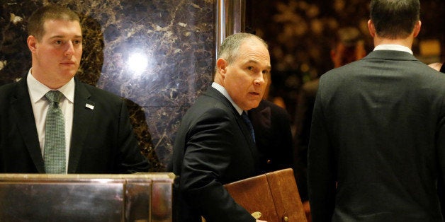 Scott Pruitt Attorney General of Oklahoma arrives to meet with U.S. President-elect Donald Trump at Trump Tower in Manhattan,