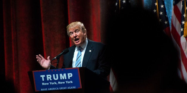 NEW YORK, NY - JULY 16: Republican presidential candidate Donald Trump speaks before introducing his vice presidential running mate Indiana Gov. Mike Pence at the New York Hilton Midtown on July 16, 2016 in New York City. Trump announced his choice on Friday via Twitter after the initial press conference was canceled due to the terrorist attack in Nice, France. (Photo by Bryan Thomas/Getty Images)