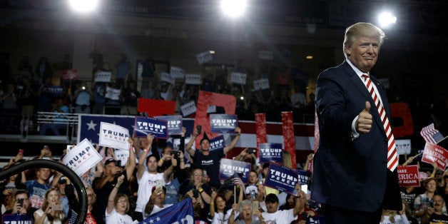 U.S. Republican presidential nominee Donald Trump arrives at a campaign rally, in Prescott Valley, Arizona, U.S., October 4, 2016. REUTERS/Mike Segar