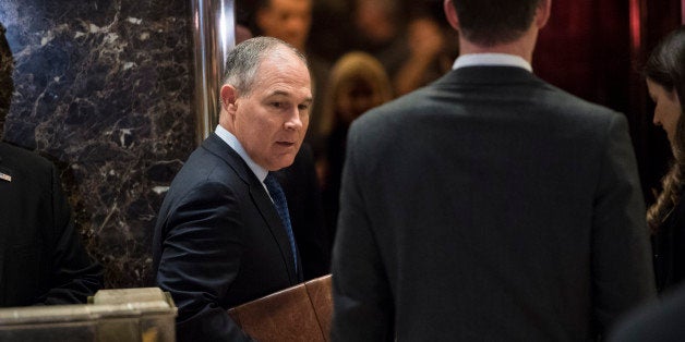 NEW YORK, NY - DECEMBER 7: Oklahoma Attorney General Scott Pruitt arrives at Trump Tower in New York, NY on Wednesday, Dec. 0