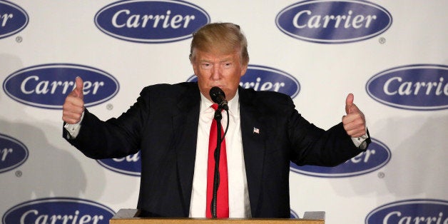 U.S. President-Elect Donald Trump speaks at an event at Carrier HVAC plant in Indianapolis, Indiana, U.S., December 1, 2016. REUTERS/Chris Bergin