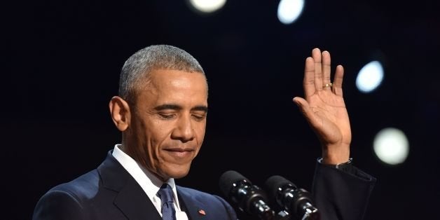 US President Barack Obama speaks during his farewell address in Chicago, Illinois on January 10, 2017.Barack Obama closes the book on his presidency, with a farewell speech in Chicago that will try to lift supporters shaken by Donald Trump's shock election. / AFP / Nicholas Kamm (Photo credit should read NICHOLAS KAMM/AFP/Getty Images)