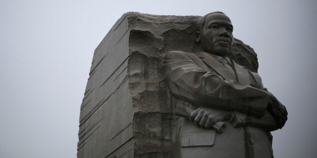 The Martin Luther King Jr. Memorial is pictured during a steady rain in Washington January 18, 2015. Monday will mark the U.S
