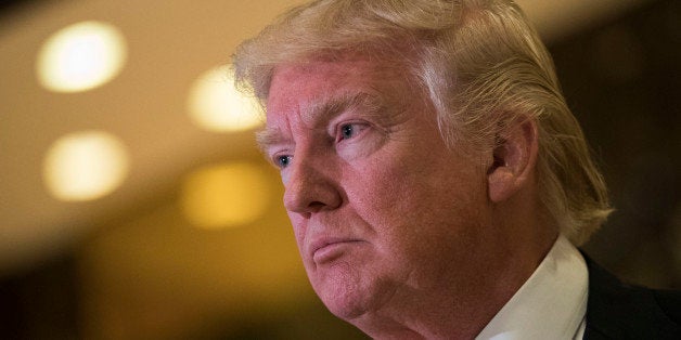 NEW YORK, NY - JANUARY 13: President-elect Donald Trump speaks to reporters after his meeting with television personality Steve Harvey at Trump Tower, January 13, 2017 in New York City. President-elect Trump continues to hold meetings at Trump Tower in New York. (Photo by Drew Angerer/Getty Images)