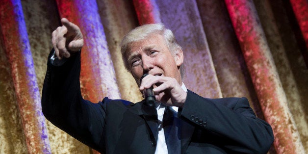 WASHINGTON, DC - JANUARY 17: President-elect Donald Trump delivers remarks at the Chairman's Global Dinner, at the Andrew W. Mellon Auditorium in on January 17, 2017 in Washington, DC. The invitation only black-tie event offered an opportunity for Trump to introduce himself and members of his cabinet to foreign diplomats. (Photo by Kevin Dietsch-Pool/Getty Images)