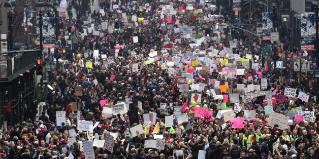 People participate in a Women's March to protest against U.S. President Donald Trump in New York City, U.S. January 21, 2017. REUTERS/Stephanie Keith