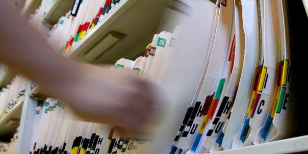There's a growing national effort to bring medical records into the 21st century by converting the paper records now scattered in doctors' file cabinets to electronic records by 2014. Photo shot on Wednesday, June 21, 2006. (Photo by Myung J. Chun/Los Angeles Times via Getty Images)