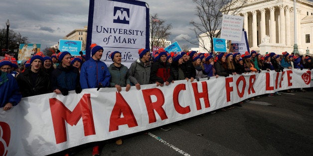Pro-life activists gather outside the Supreme Court for the National March for Life rally in Washington, DC, U.S. January 27,