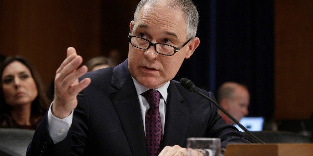 Oklahoma Attorney General Scott Pruitt testifies before a Senate Environment and Public Works Committee confirmation hearing