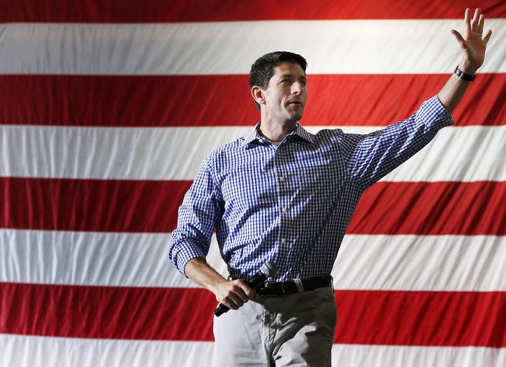 GLEN ALLEN, VA - AUGUST 17: Republican vice presidential candidate Rep. Paul Ryan (R-WI) walks on stage during a campaign stop at Deep Run High School on August 17, 2012 in Glen Allen, Virginia. Later today Rep. Ryan will be campaigning in northern Virginia. (Photo by Mark Wilson/Getty Images)