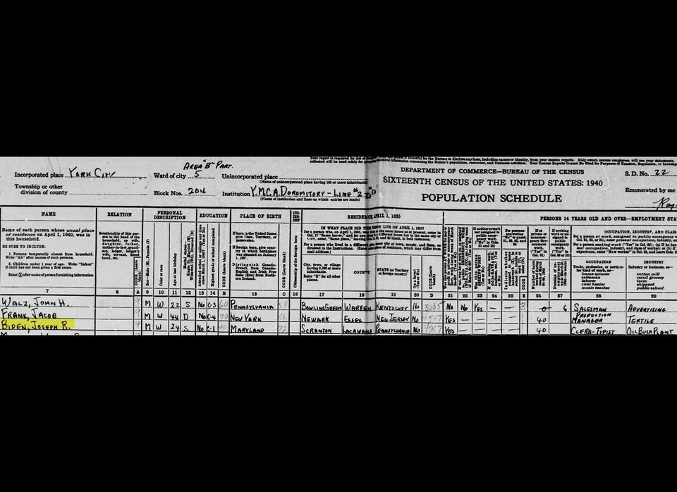 Joe Biden's Father in the 1940 Census
