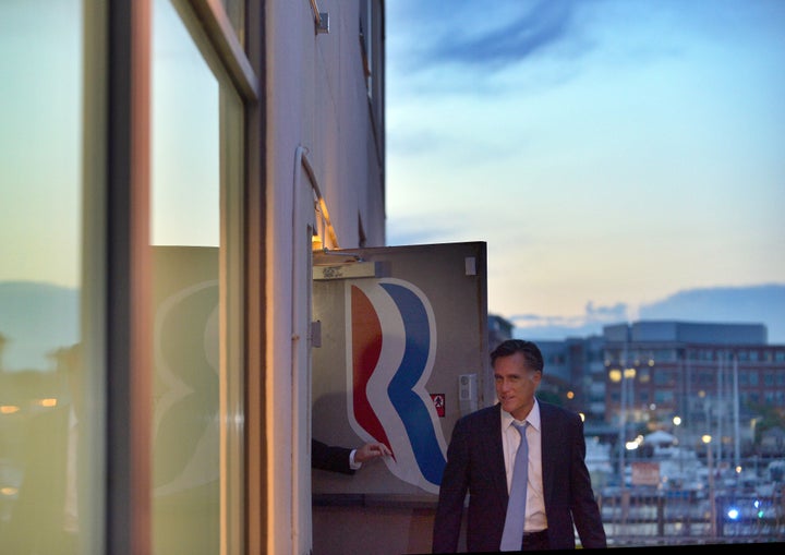 US Republican presidential candidate Mitt Romney leaves his campaign headquarters in Boston on September 30, 2012. AFP PHOTO/Jewel Samad (Photo credit should read JEWEL SAMAD/AFP/GettyImages)