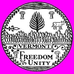 Seal of Vermont (B&W).svg Description Great seal of Vermont. Although officially adopted in 1937, the seal was created by Ir