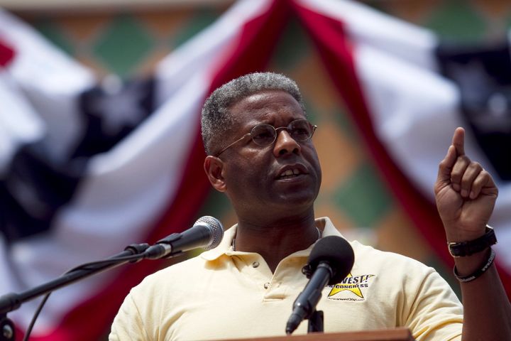 BOCA RATON, FL - APRIL 16: Congressman Allen West speaks to a crowd at the 2011 Palm Beach County Tax Day Tea Party on April 16, 2011 at Sanborn Square in Boca Raton, Florida. Donald Trump will also speak, and is considering a bid for the 2012 presidency he is expected to announce his running in the coming weeks. (Photo by John W. Adkisson/Getty Images)