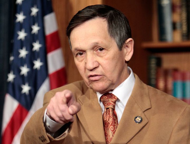 WASHINGTON - MARCH 17: U.S. Rep. Dennis Kucinich (D-OH) speaks during a news conference to announce his vote on the health care reform legislation March 17, 2010 on Capitol Hill in Washington, DC. Kucinich said he will vote in favor of the health care reform legislation.. (Photo by Alex Wong/Getty Images)