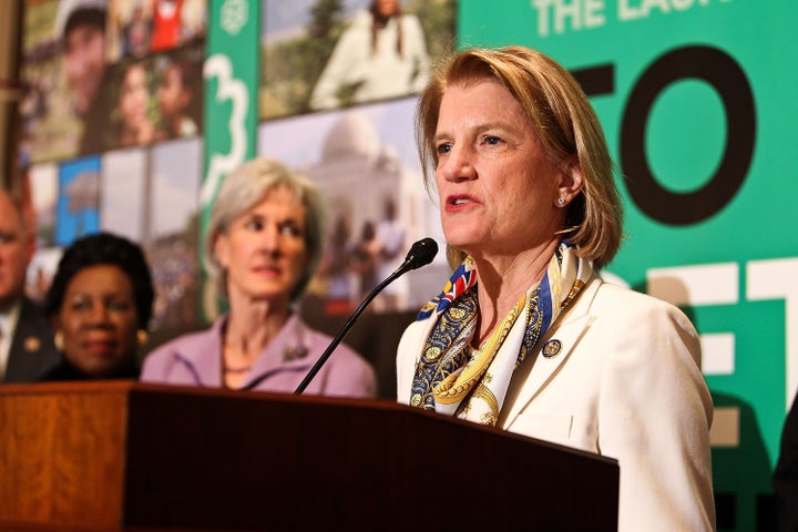 WASHINGTON, DC - FEBRUARY 01: Rep. Shelley Moore Capito (R-WV) shares remarks at Girl Scouts At 100: The Launch of ToGetHerThere at Capitol Hill Cannon House Office Bldg, Caucus Room on February 1, 2012 in Washington, DC. (Photo by Paul Morigi/Getty Images for Girl Scouts of America)