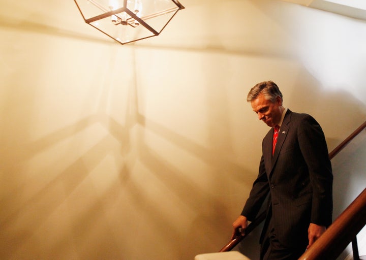 CHARLESTON, SC - JANUARY 15: Republican presidential candidate, former Utah Gov. Jon Huntsman as he visits Virginia’s restaurant to greet voters on January 15, 2012 in Charleston, South Carolina. Republican presidential candidates continue to campaign for votes in South Carolina ahead of their primary on January 21st. (Photo by Joe Raedle/Getty Images)