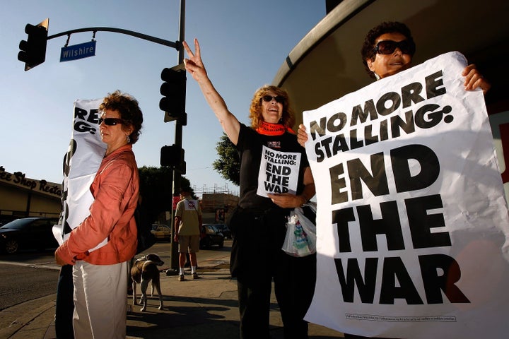 LOS ANGELES, CA - JULY 17: Protesters organized by MoveOn.org hold a 'counter-filibuster' demonstration, calling upon the U.