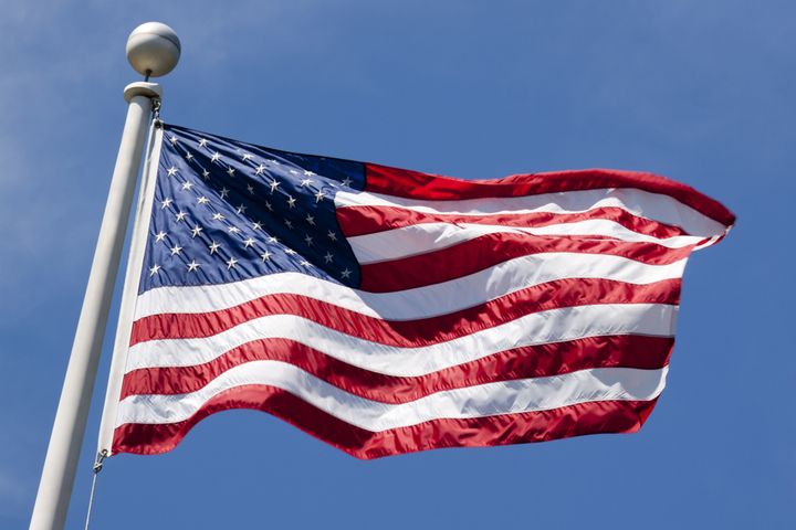 the american flag waving...