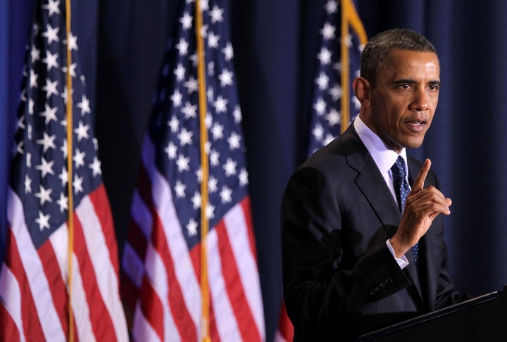 WASHINGTON, DC - DECEMBER 03: U.S. President Barack Obama addresses the Nunn-Lugar Cooperative Threat Reduction (CTR) symposium December 3, 2012 at the National Defense University in Washington, DC. Obama spoke on the 20th anniversary of the CTR program which was established to secure and dismantle weapons of mass destruction and their associated infrastructure in former Soviet Union states.' Obama also warned President Assad of Syria not to use chemical weapons against his people. (Photo by Alex Wong/Getty Images)