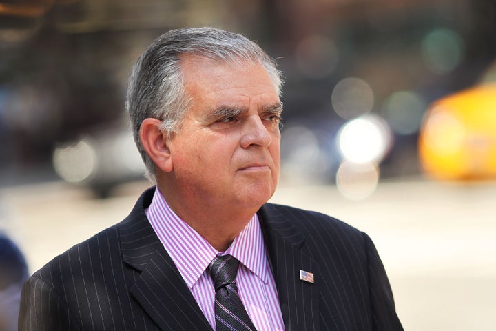 NEW YORK, NY - MAY 30: U.S. Transportation Secretary Ray LaHood announces a a major crackdown on unsafe discount bus companies on May 30, 2012 in New York City. On Thursday Federal officials shut down a pair of Chinatown bus companies for safety violations following an investigation after last spring's Bronx bus crash that killed 15 people. In the biggest crackdown ever on the bus industry, 26 bus operations in total were closed down Thursday. Most of the routes which the low cost buses served began or ended in Chinatown. (Photo by Spencer Platt/Getty Images)