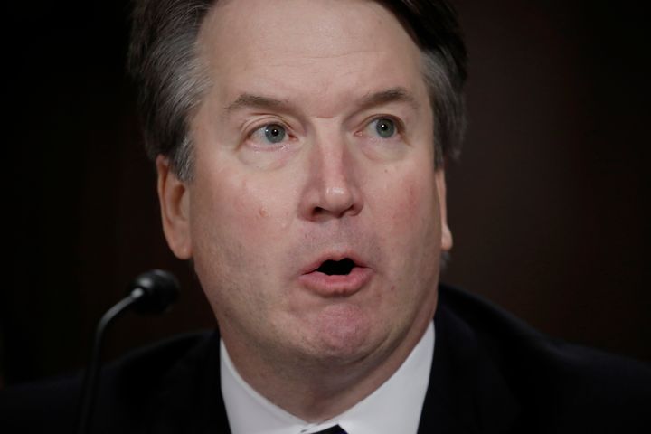 US Supreme Court nominee Brett Kavanaugh seen testifying before a Senate Judiciary Committee confirmation hearing last month