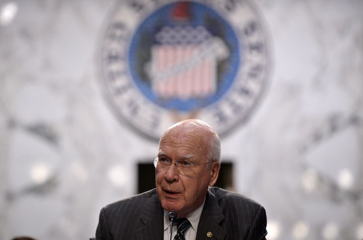 Senate Judiciary Committee Chairman Patrick Leahy holds a hearing on gun control at the Hart Senate Office Building in Washington, DC, on March 7, 2013. Republicans teamed up with Democrats to introduce gun control legislation in the US Senate that aims to keep firearms out of the hands of the mentally ill. It is one of a handful of new bills, including a beefed-up ban on assault weapons, being considered in the wake of the December tragedy in Newtown, Connecticut that saw a gunman kill 20 children and six adults. AFP PHOTO/Jewel Samad (Photo credit should read JEWEL SAMAD/AFP/Getty Images)