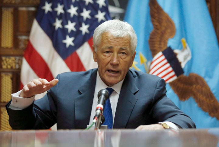 KABUL, AFGHANISTAN - MARCH 10: U.S. Secretary of Defense Chuck Hagel speaks to the press following his meeting with Afghanis