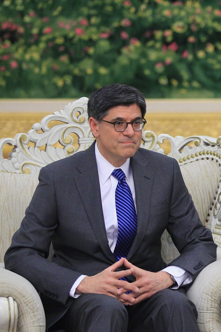 BEIJING, CHINA - MARCH 19: U.S. Secretary of Treasury Jacob Lew speaks to Chinese President Xi Jinping (not pictured) during their meeting at the Great Hall of the People on March 19, 2013 in Beijing, China. Chinese leader Xi Jinping spoke of wanting strong ties with the U.S. after holding talks with the US Treasury secretary Jacob Lew today in his first meeting with a foreign official since being appointed as president. (Photo by Feng Li - Pool/Getty Images)