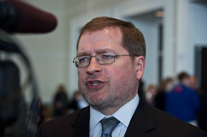 Grover Norquist, founder and president of Americans for Tax Reform, gives an interview at the Conservative Political Action Conference (CPAC) in National Harbor, Maryland, on March 15, 2013. AFP PHOTO/Nicholas KAMM (Photo credit should read NICHOLAS KAMM/AFP/Getty Images)