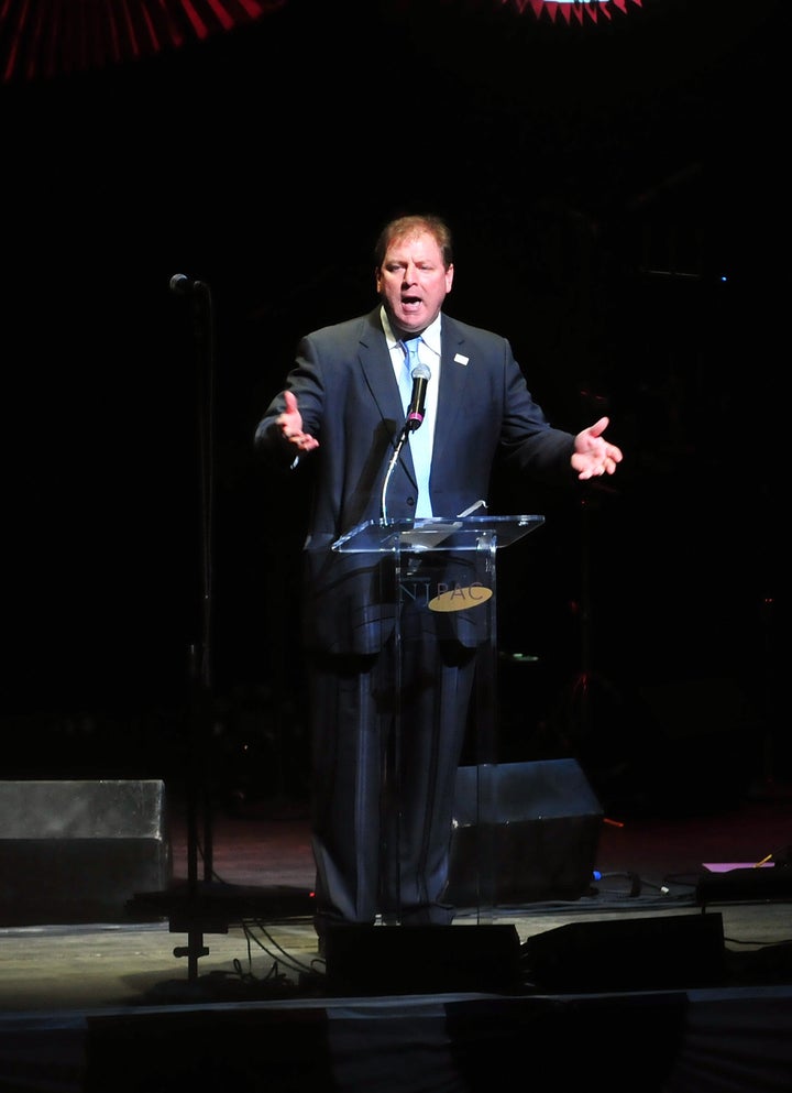 NEWARK, NJ - JUNE 04: State Democratic Chairman Joe Cryan speaks to supporters during the Corzine '09 Campaign Fundraiser held at the NJ Performing Arts Center on June 4, 2009 in Newark, New Jersey. (Photo by Brian Killian/Getty Images)