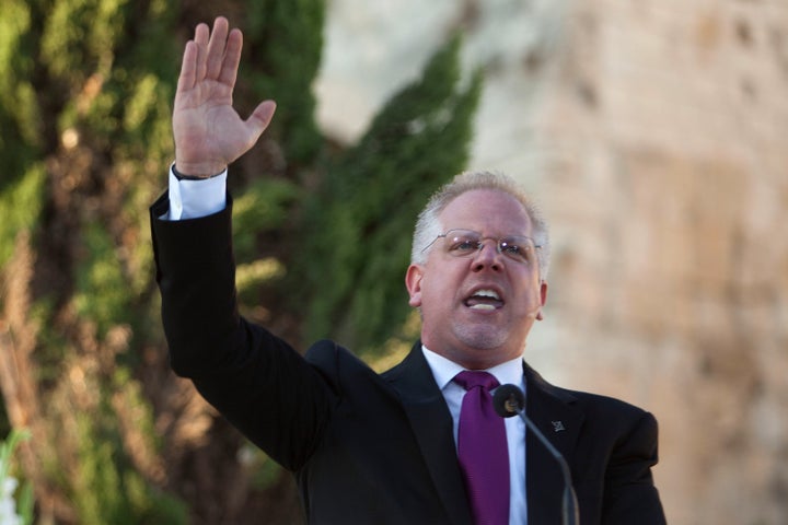 JERUSALEM, ISRAEL - AUGUST 24: (ISRAEL OUT) U.S. conservative broadcaster Glenn Beck hosts a rally near the Western Wall, o