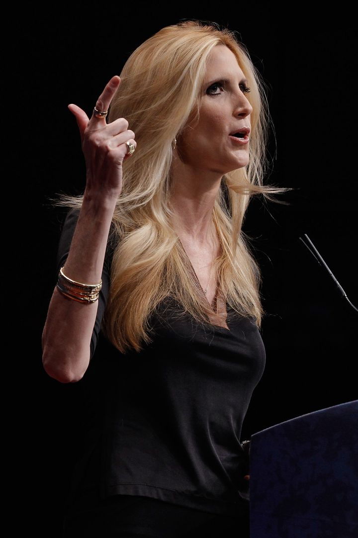 WASHINGTON, DC - FEBRUARY 10: Conservative author and pundit Ann Coulter delivers remarks to the Conservative Political Action Conference (CPAC) at the Marriott Wardman Park February 10, 2012 in Washington, DC. Thousands of conservative activists are attending the annual gathering in the nation's capital. (Photo by Chip Somodevilla/Getty Images)