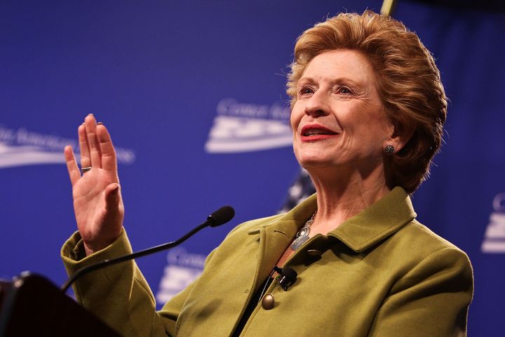 WASHINGTON, DC - FEBRUARY 01: Senator Debbie Stabenow (D-MI) makes a few remarks at the 'Silver Lining Playbook' Mental Health Progress Press Conference at Center For American Progress on February 1, 2013 in Washington, DC. (Photo by Paul Morigi/WireImage)