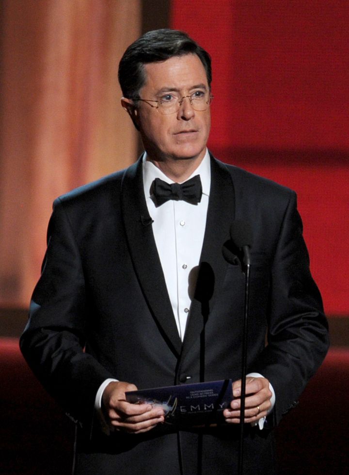 LOS ANGELES, CA - SEPTEMBER 23: Television personality Stephen Colbert speaks onstage during the 64th Annual Primetime Emmy Awards at Nokia Theatre L.A. Live on September 23, 2012 in Los Angeles, California. (Photo by Kevin Winter/Getty Images)