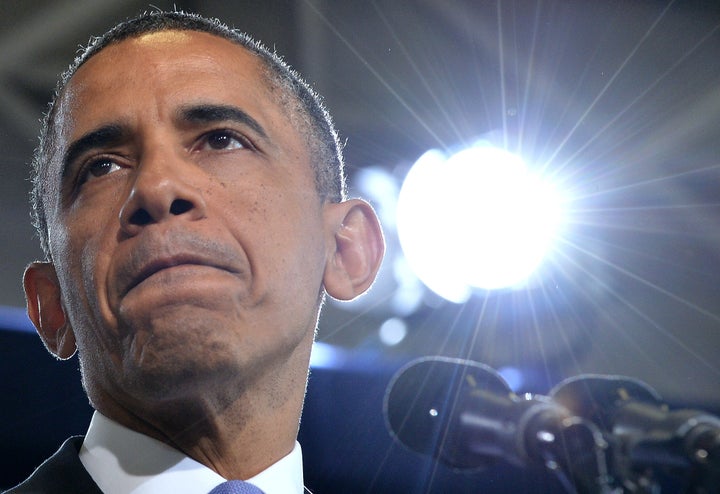 US President Barack Obama speaks on common-sense measures to reduce gun violence at the Denver Police Academy in Denver, Colorado, on April 3, 2013. as AFP PHOTO/Jewel Samad (Photo credit should read JEWEL SAMAD/AFP/Getty Images)