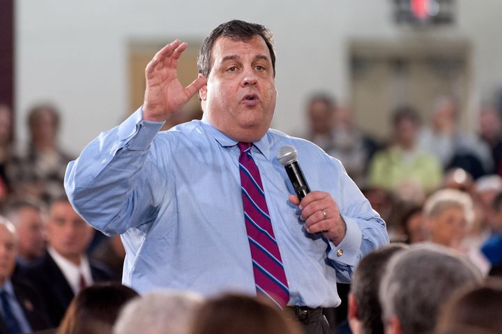 MANAHAWKIN, NJ - JANUARY 16: New Jersey Governor Chris Christie speaks during his 100th Town Hall Meeting at St. Mary's Parish Center on January 16, 2013 in Manahawkin, New Jersey. (Photo by D Dipasupil/Getty Images for Extra)