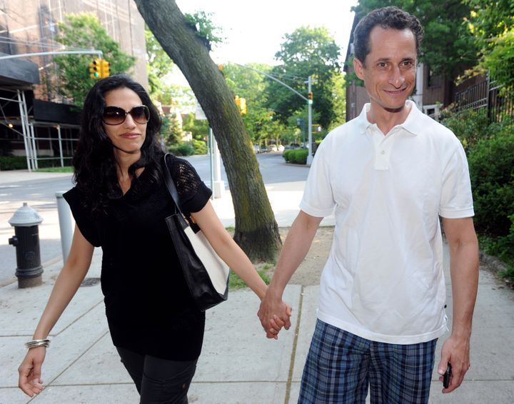 Congressman Anthony Weiner walking hand in hand with his wife Huma Abedin near their Forest Hills apartment. (Photo By: Andrew Savulich/NY Daily News via Getty Images)