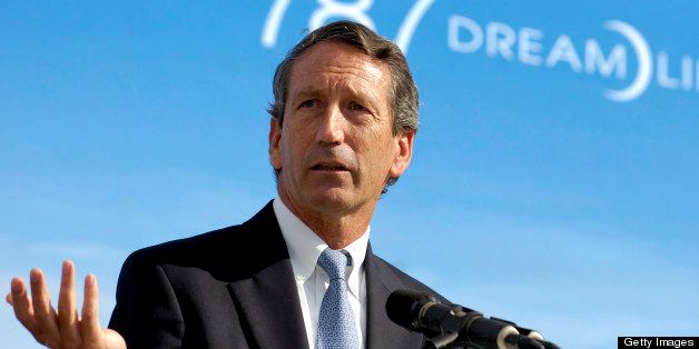 Mark Sanford, governor of South Carolina, speaks during a groundbreaking ceremony for the Boeing 787 final assembly facility in Charleston, South Carolina, U.S., on Friday, Nov. 20, 2009. Boeing Co. may get as much as $400 million in incentives to build its new 787 Dreamliner factory in South Carolina, Sanford said in an interview today. The new facility, adjacent to a parts plant Boeing bought in July, will be the company's first such factory outside of Washington state. Photographer: Stephen Morton/Bloomberg via Getty Images
